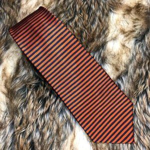 Pierre Cardin Orange Navy Sheen Stripe All Silk Tie